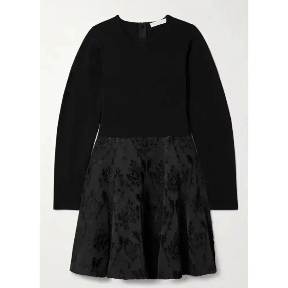 ULLA JOHNSON Cara Stretch-Knit And Fil Coupé Mini Dress NWT Size 2